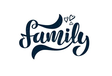 Illustration with Hand Lettering - Family. Dark Blue Text. Stock Illustration - Illustration of ...