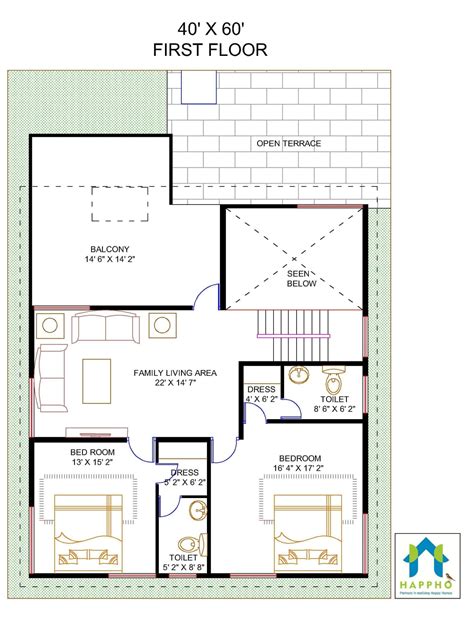 40X60 Duplex House Plan East facing ||4BHK plan-057 - Happho