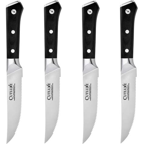 Cutluxe Steak Knives - Serrated Steak Knife Set of 4 - High Carbon German Steel - High End ...