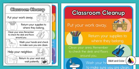 Classroom Cleanup Poster for K-2nd Grade (teacher made)