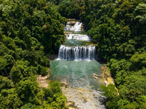 Aerial Drone Survey of Tinuy an Falls in Bislig, Surigao Del Sur. Philippines. Stock Photo ...