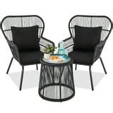 Best Choice Products 3-Piece Patio Conversation Bistro Set, Outdoor Wicker w/ 2 Chairs, Cushions ...