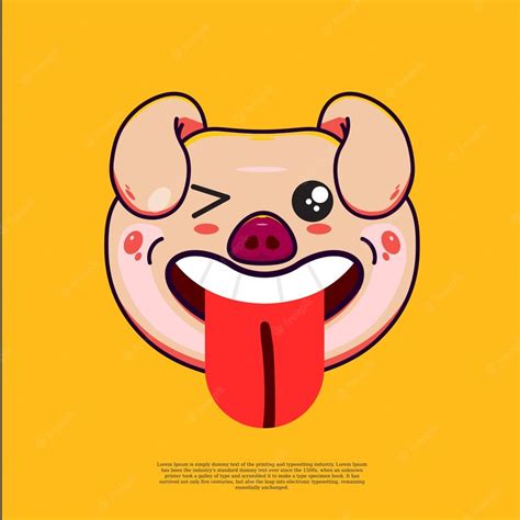 Premium Vector | Crazy funny pig head emoji illustration emoticon flat ...