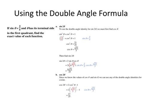 PPT - Double Angle Formulas PowerPoint Presentation, free download - ID:2865941