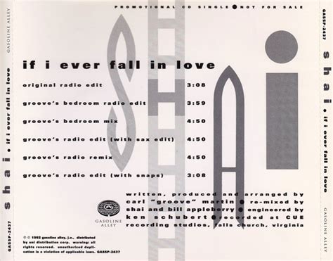 Shai – If I Ever Fall In Love (1992, CD) - Discogs