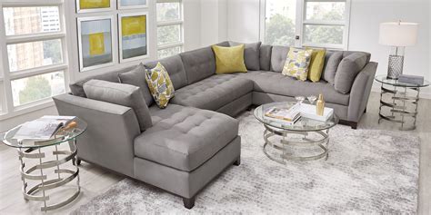 Cindy Crawford Home Metropolis Way Steel Microfiber 3 Pc Sectional ...