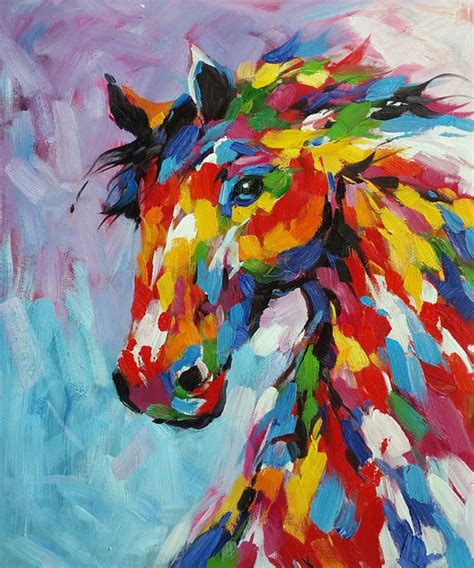 Knife Oil Painting Horse On Canvas Abstract Living Room Wall Art Decor ...