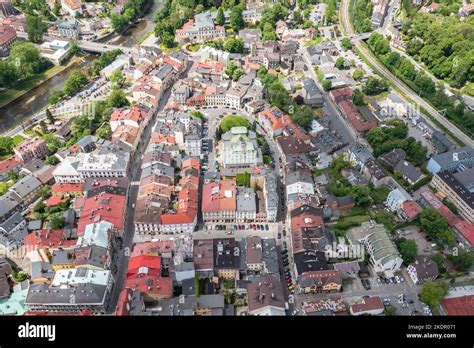 Aerial view of Old Town of Cieszyn border city in Poland Stock Photo ...