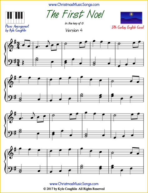 The First Noel piano sheet music - free printable PDF | Piano sheet ...