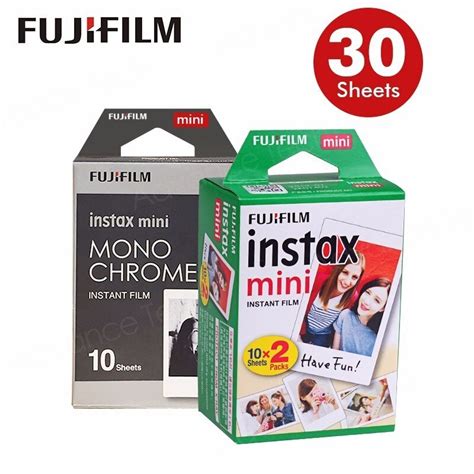 30 Sheets Genuine Fuji Fujifilm Instax Mini 8 Film Monochrome Mono White .Film for .Mini .8 70 ...