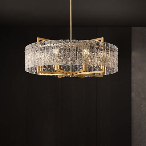 Modern Brass Drum Chandelier 8-Light with Adjustable Hanging Rod