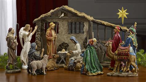 16 Piece Deluxe Edition Christmas Nativity Set with Real Gold - 10 inch ...