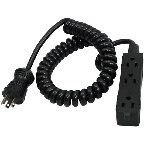 Conntek 29442-AS NEMA 5-15 Black Hospital Power Strip & Coiled Cord