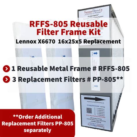 Lennox X6670 16x25x5 Reusable Filter Frame Kit - Includes Lifetime Reusable Frame MODEL # RFFS ...