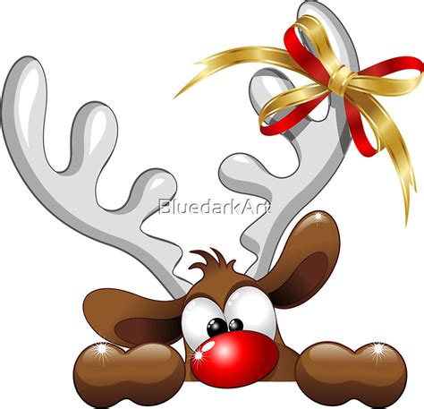 "Funny Christmas Reindeer Cartoon" Stickers by BluedarkArt | Redbubble