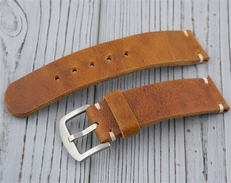 Handmade Leather Watch Strap Handmade Watch Band Vintage Tan | Etsy