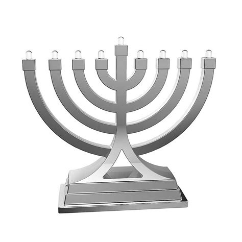 Small Battery Operated LED Menorah - Silver - Aviv Judaica