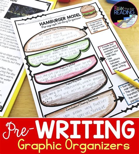 Prewriting Graphic Organizers: Writing Worksheets, Hamburger Paragraph, RACE | Writing graphic ...