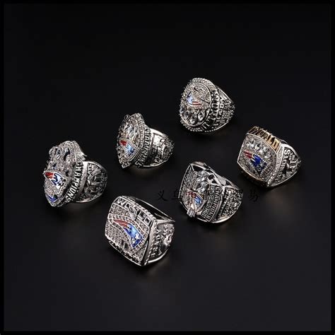 Lot Detail - New England Patriots Replica Super Bowl Rings Set Of 6