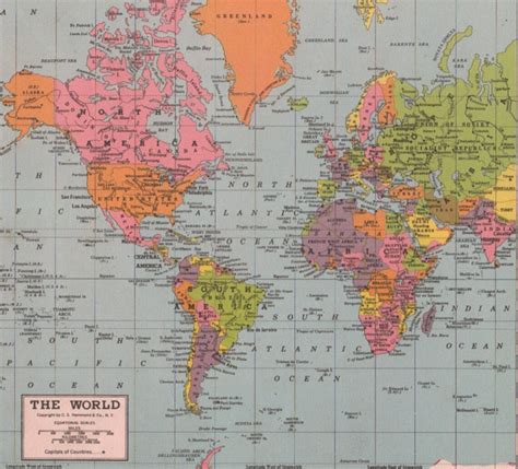 1940 World Political Map Wall - Map