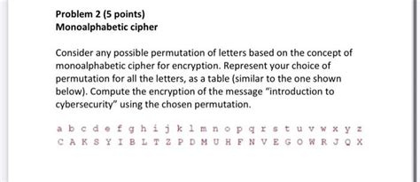 Solved Problem 2 (5 points) Monoalphabetic cipher Consider | Chegg.com