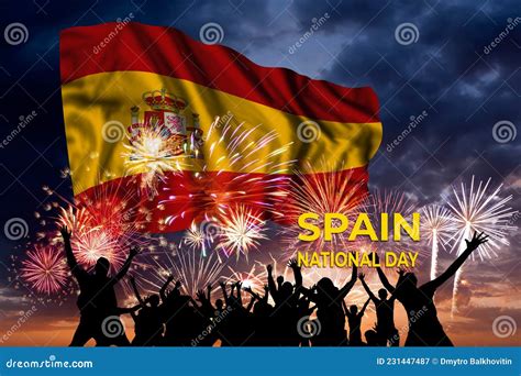 Fireworks and Flag of Spain Stock Image - Image of font, celebrate ...