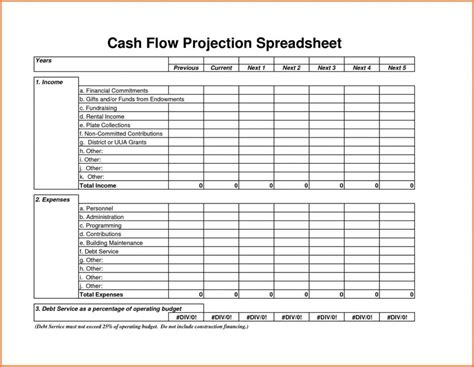 Cash Flow Projection Spreadsheet Template — db-excel.com