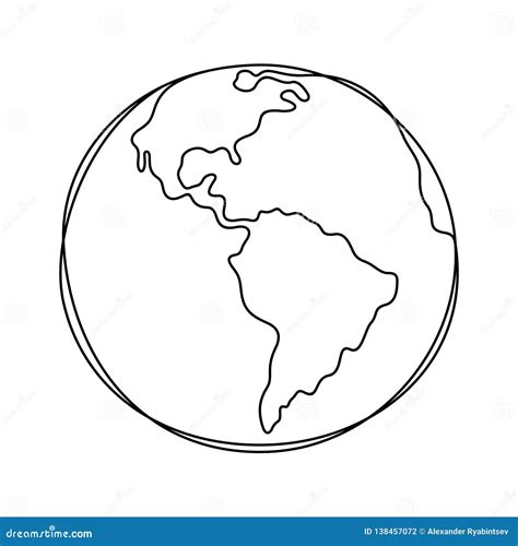 Earth Continuous One Line Drawing Vector Illustration On White ...