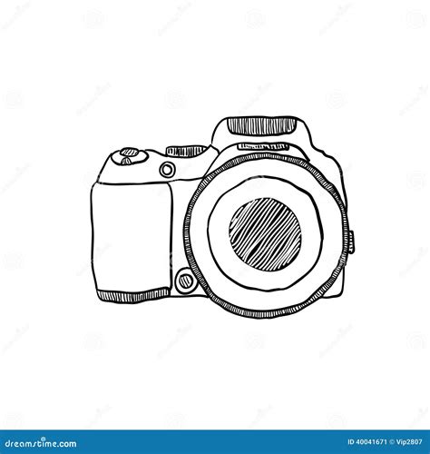 The Sketch of a Photo Camera Drawn by Hand Stock Vector - Illustration of compact, object: 40041671