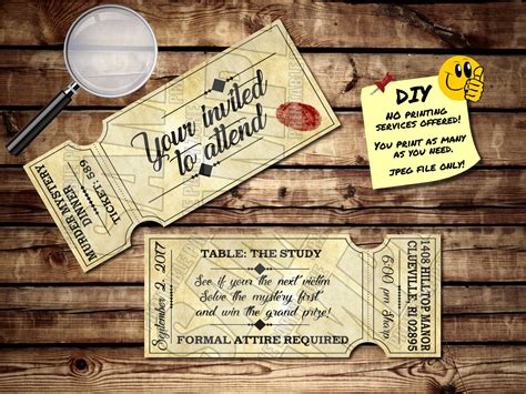 MURDER MYSTERY Ticket Invitation-diy Printable Invite Front & - Etsy ...