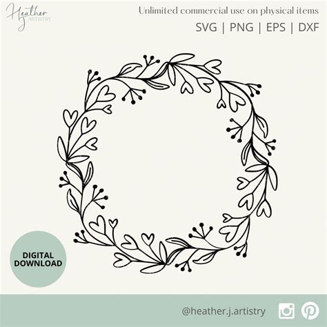 Heart Wreath SVG Wreath SVG Spring Wreath Floral Wreath | Etsy