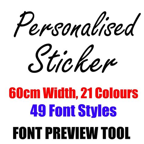 Personalised Vinyl Sticker - 60cm Width - 49 Fonts – Sticky Art UK