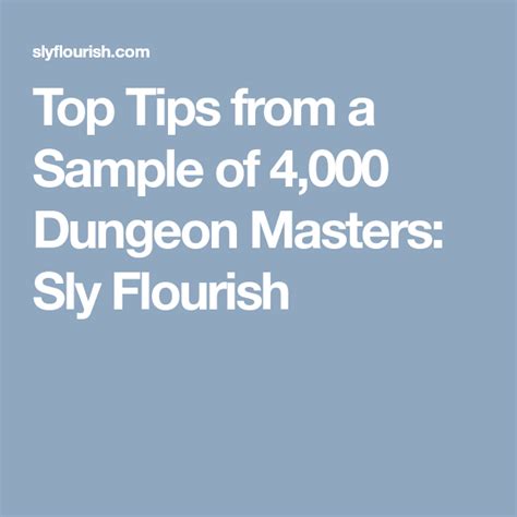 Top Tips from a Sample of 4,000 Dungeon Masters: Sly Flourish | Dungeon master, Dungeon, Tips