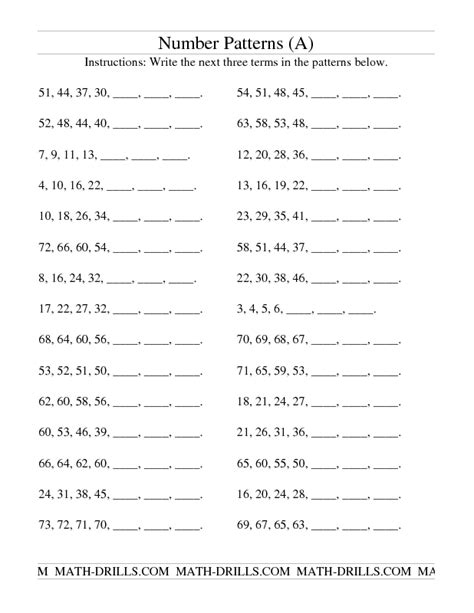 Growing and Shrinking Number Patterns (A) Patterning Worksheet | Number ...