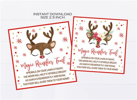 Magic Reindeer Food Tags Printable Christmas Party Favors - Etsy Australia