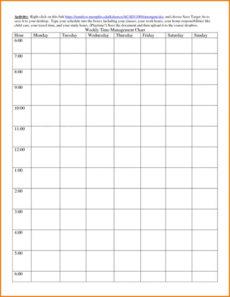 Time Block Schedule Template – printable schedule template