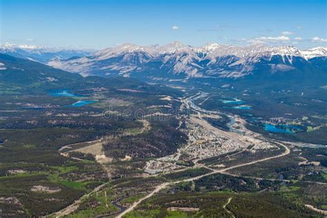 Bird View of Jasper Town - Canada Stock Photo - Image of background ...