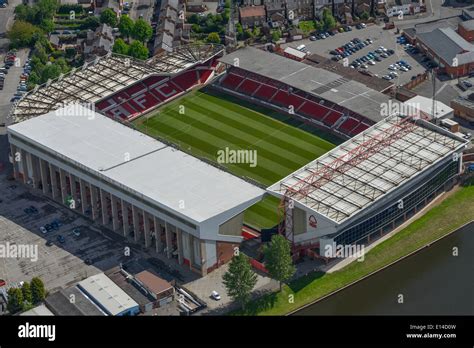 An aerial view of The City Ground, Nottingham UK. Home of Nottingham ...