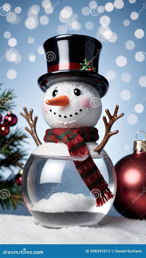 Photo of Christmas Snowman Holding a Glass Snow Glob. Generative AI ...