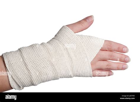 hand medicinally medical horizontal bandage wound injury dressing wrapped wrist Stock Photo - Alamy