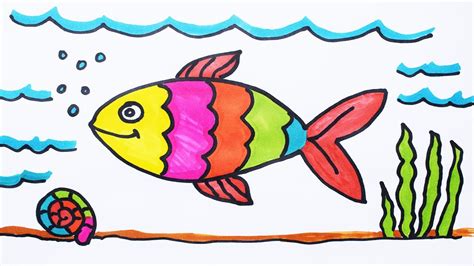 How to Draw Fish and Coloring Fish under Water for Kids | How to Color ...