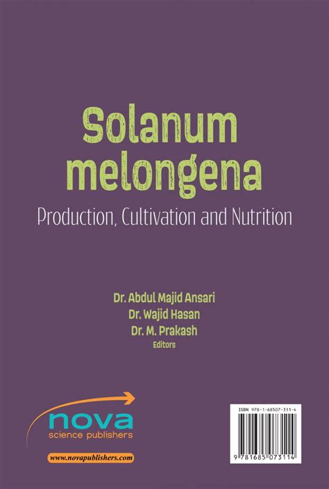 Solanum melongena: Production, Cultivation and Nutrition – Nova Science ...