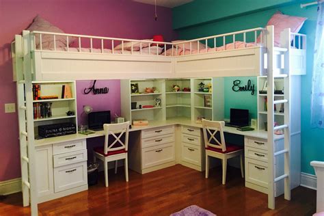 Double lofted beds with desks beneath Cool Rooms, Small Rooms, Small ...