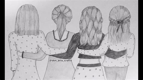 Four Friends Together Drawing