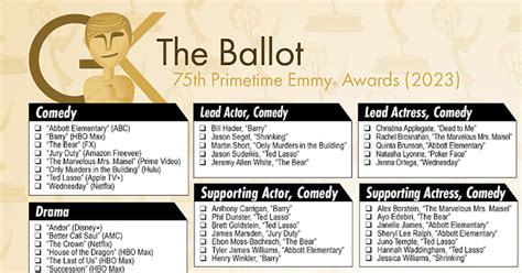 2023 Primetime Emmy Awards printable ballot (updated) | The Gold Knight - Latest Academy Awards ...