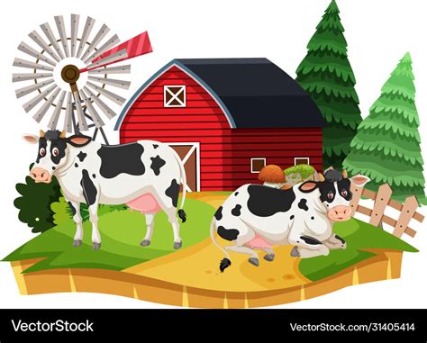 Cow farm cartoon character on white background Vector Image