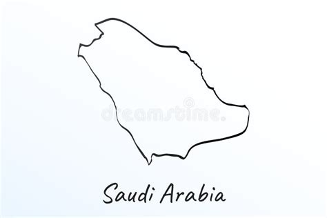 Hand Draw Map of Saudi Arabia. Black Line Drawing Sketch. Outline ...