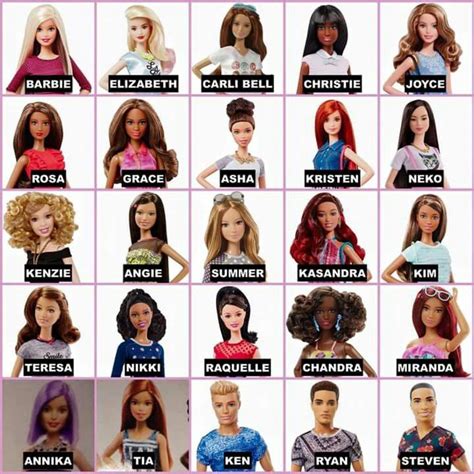 Barbie Fashionista names | Barbie fashionista dolls, Barbie family ...