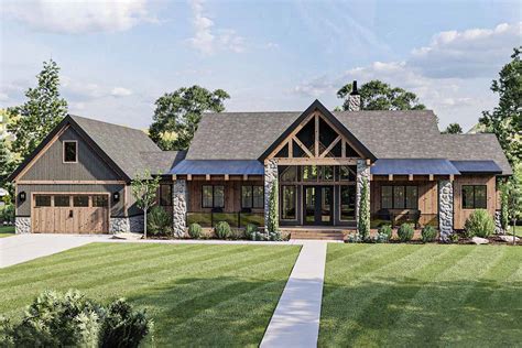 Mountain Lake Home Plan with Vaulted Great Room and Pool House ...