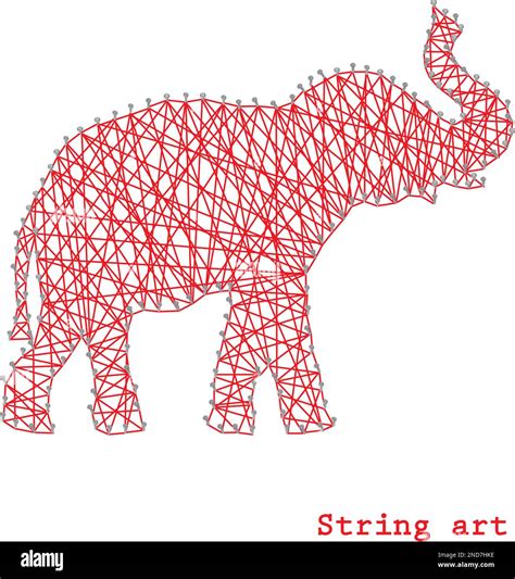 Silhouette of a red elephant, side view. Nail thread string art vector design Stock Vector Image ...